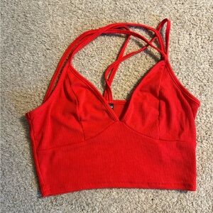 Red Strappy Women's Crop Top